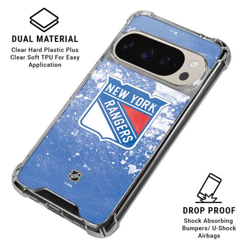 NHL New York Rangers Frozen Pixel 9 Pro XL Clear Case